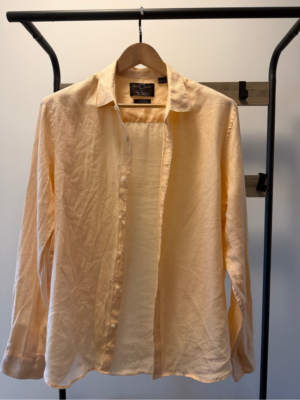 Black Brown 1826 Slim Fit Linen Button-Down